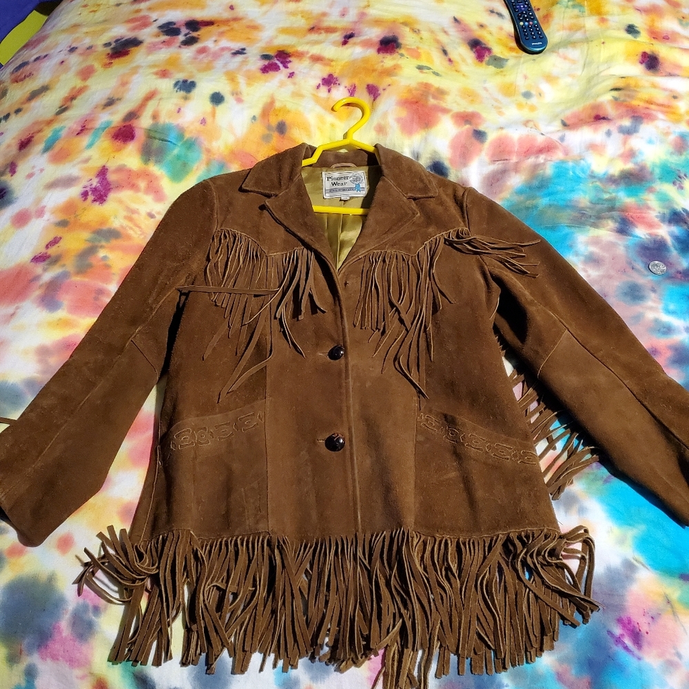 Leather fringe vintage jacket